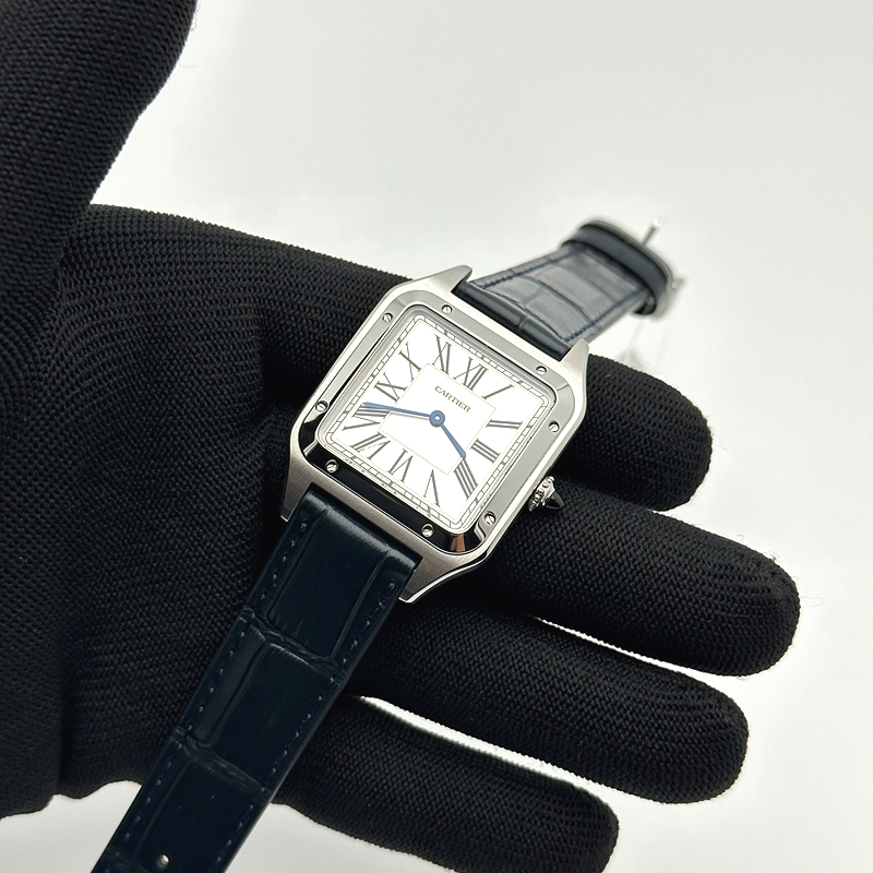 F1공장 까르띠에 산토스 뒤몽 43.5mm 실버다이얼 블루가죽스트랩 Santos Dumont 43.5mm SS F1F Best Edition Silver Dial on Blue Leather Strap Quartz 출고 전 실물 검수사진 3
