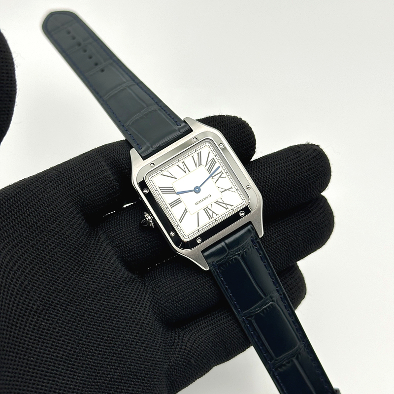 F1공장 까르띠에 산토스 뒤몽 43.5mm 실버다이얼 블루가죽스트랩 Santos Dumont 43.5mm SS F1F Best Edition Silver Dial on Blue Leather Strap Quartz 출고 전 실물 검수사진 4