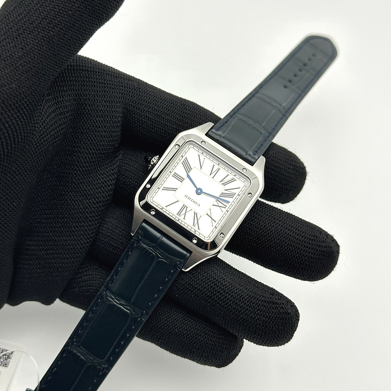 F1공장 까르띠에 산토스 뒤몽 43.5mm 실버다이얼 블루가죽스트랩 Santos Dumont 43.5mm SS F1F Best Edition Silver Dial on Blue Leather Strap Quartz 출고 전 실물 검수사진 5