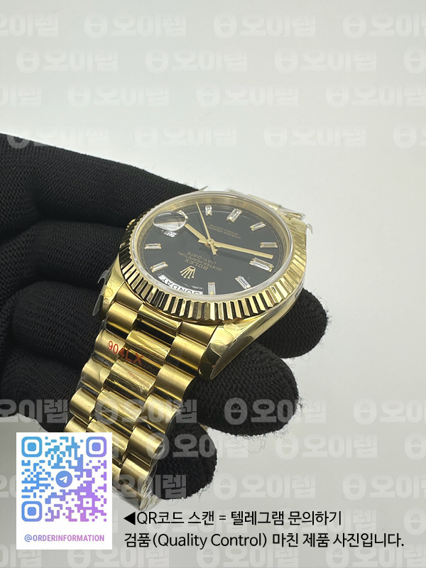 GM공장 롤렉스 데이데이트 40 옐로우골드금통 블랙다이얼 바게트인덱스 프레지던트브레이슬릿 텅스텐 2836 Day Date 40 YG 904L Steel GMF 1:1 Best Edition black Dial on YG Bracelet A2836 출고 전 실물 검수사진 8