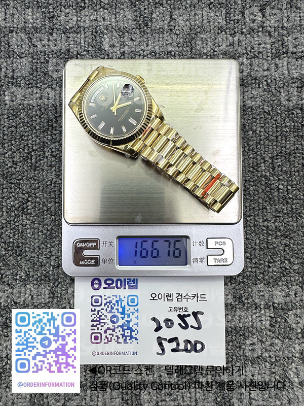 GM공장 롤렉스 데이데이트 40 옐로우골드금통 블랙다이얼 바게트인덱스 프레지던트브레이슬릿 텅스텐 2836 Day Date 40 YG 904L Steel GMF 1:1 Best Edition black Dial on YG Bracelet A2836 출고 전 실물 검수사진 14