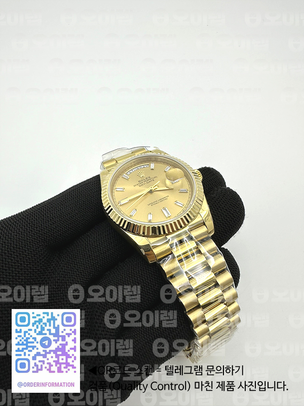 GM공장 롤렉스 데이데이트 40 옐로우골드금통 샴페인골드다이얼 바게트인덱스 프레지던트브레이슬릿 텅스텐 2836 출고 전 실물 검수사진 5
