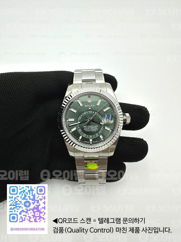 ZF공장 롤렉스 스카이드웰러 스틸 그린다이얼 브레이슬릿 Sky-Dweller 326934 904L SS ZF 1:1 Best Edition Green Dial on SS Bracelet Asian 2824 출고 전 실물 검수사진 2