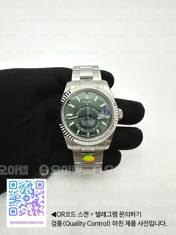 ZF공장 롤렉스 스카이드웰러 스틸 그린다이얼 브레이슬릿 Sky-Dweller 326934 904L SS ZF 1:1 Best Edition Green Dial on SS Bracelet Asian 2824 출고 전 실물 검수사진 3