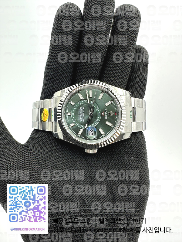 ZF공장 롤렉스 스카이드웰러 스틸 그린다이얼 브레이슬릿 Sky-Dweller 326934 904L SS ZF 1:1 Best Edition Green Dial on SS Bracelet Asian 2824 출고 전 실물 검수사진 4