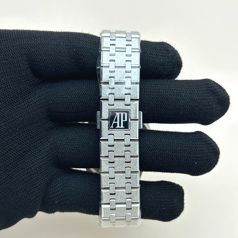 APS공장 오데마피게 로얄오크15454 프로스티드골드 새틴폴리싱 스틸 블랙다이얼 Royal Oak 37mm 15454 Frosted SS APSF 1:1 Best Edition Black Textured Dial on Frosted SS Bracelet SA3120 Super Clone 출고 전 실물 검수사진 6