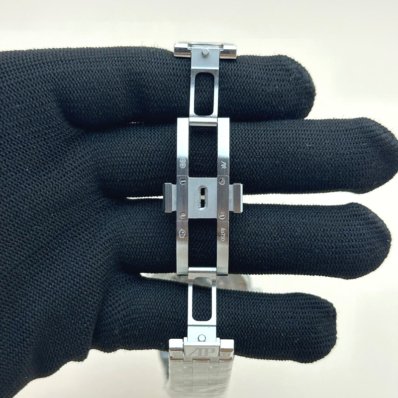 APS공장 오데마피게 로얄오크15454 프로스티드골드 새틴폴리싱 스틸 블랙다이얼 Royal Oak 37mm 15454 Frosted SS APSF 1:1 Best Edition Black Textured Dial on Frosted SS Bracelet SA3120 Super Clone 출고 전 실물 검수사진 7