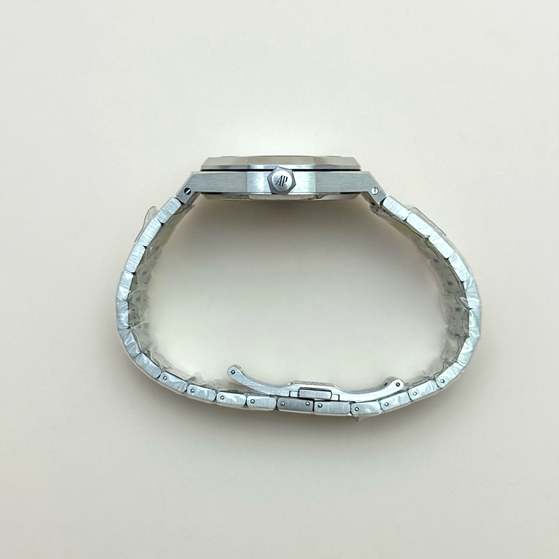 APS공장 오데마피게 로얄오크15454 프로스티드골드 새틴폴리싱 스틸 블랙다이얼 Royal Oak 37mm 15454 Frosted SS APSF 1:1 Best Edition Black Textured Dial on Frosted SS Bracelet SA3120 Super Clone 출고 전 실물 검수사진 9