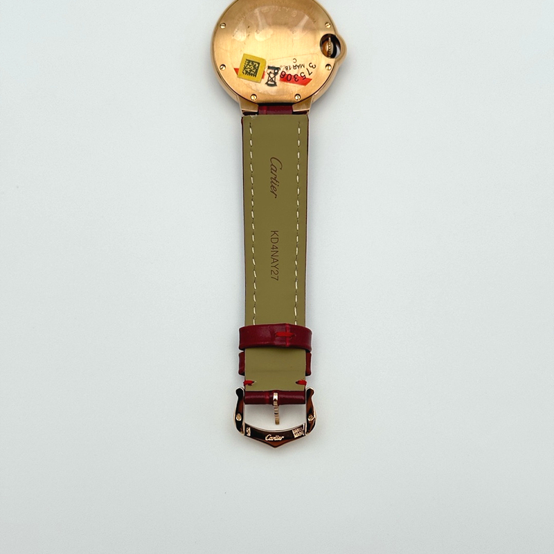 AF공장 까르띠에 발롱블루 33mm 로즈골드금통 다이아케이스 실버다이얼 레드가죽스트랩 Ballon Bleu 33mm RG AF 1:1 Best Edition Silver Dial Diamonds Bezel on Red Leather Strap SEIKO NH05A 출고 전 실물 검수사진 9