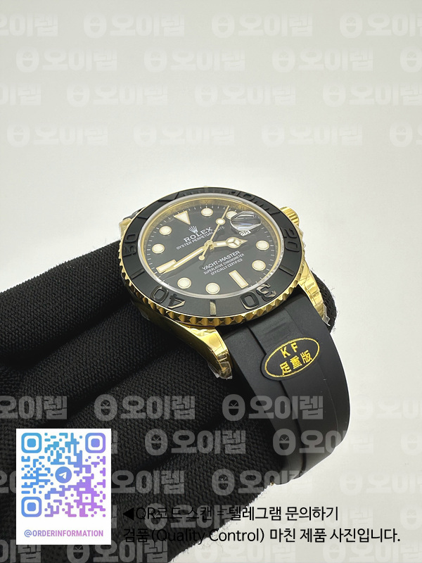 KF공장 롤렉스 요트마스터 42 포금 옐로우골드금통 블랙다이얼 러버스트랩 텅스텐 Yacht-Master 226658 KF 1:1 Best Edition YG Wrapped on Oysterflex Strap VR3235 (Gen Weight) 출고 전 실물 검수사진 5
