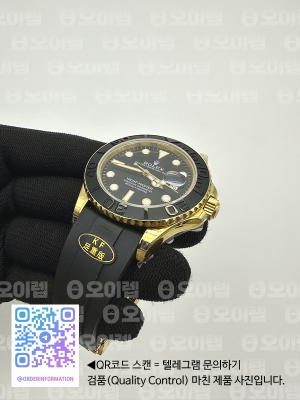 KF공장 롤렉스 요트마스터 42 포금 옐로우골드금통 블랙다이얼 러버스트랩 텅스텐 Yacht-Master 226658 KF 1:1 Best Edition YG Wrapped on Oysterflex Strap VR3235 (Gen Weight) 출고 전 실물 검수사진 6