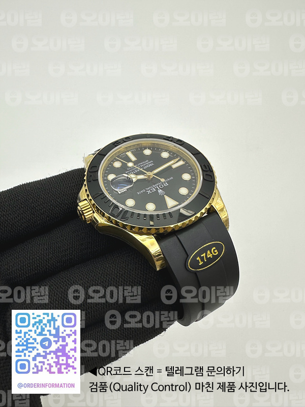 KF공장 롤렉스 요트마스터 42 포금 옐로우골드금통 블랙다이얼 러버스트랩 텅스텐 Yacht-Master 226658 KF 1:1 Best Edition YG Wrapped on Oysterflex Strap VR3235 (Gen Weight) 출고 전 실물 검수사진 7