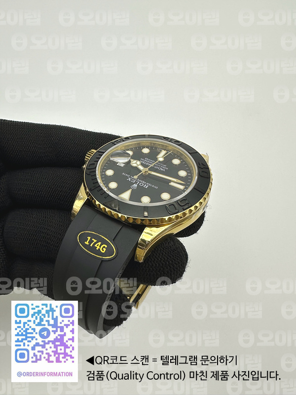 KF공장 롤렉스 요트마스터 42 포금 옐로우골드금통 블랙다이얼 러버스트랩 텅스텐 Yacht-Master 226658 KF 1:1 Best Edition YG Wrapped on Oysterflex Strap VR3235 (Gen Weight) 출고 전 실물 검수사진 8