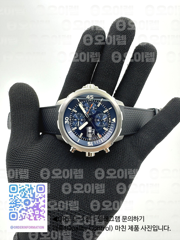 APS공장 IWC 아쿠아타이머 크로노그래프 스틸 블루다이얼 블랙러버스트랩 Aquatimer IW376805 SS APSF 1:1 Best Edition Blue Dial on Black Rubber Strap A7750 출고 전 실물 검수사진 4