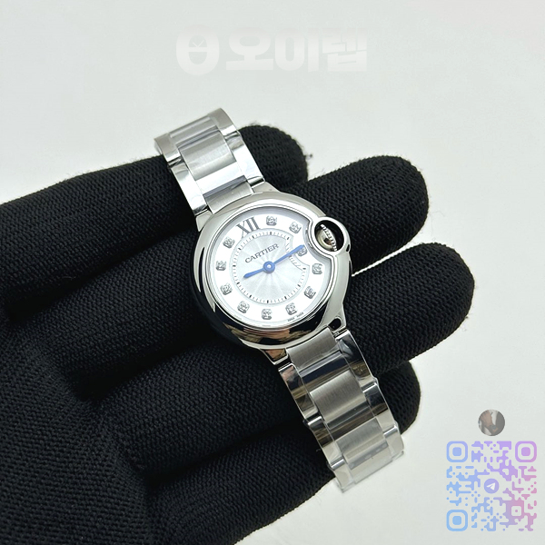 AF공장 까르띠에 발롱블루 28mm 화이트다이얼 다이아몬드인덱스 브레이슬릿 Ballon Bleu Ladies 28mm SS AF 1:1 Best Edition White Diamonds Dial Bezel on SS Bracelet Ronda Quartz 출고 전 실물 검수사진 2