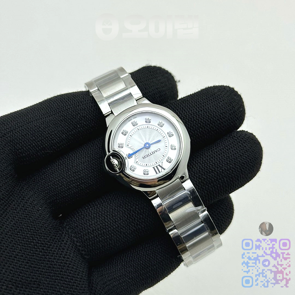 AF공장 까르띠에 발롱블루 28mm 화이트다이얼 다이아몬드인덱스 브레이슬릿 Ballon Bleu Ladies 28mm SS AF 1:1 Best Edition White Diamonds Dial Bezel on SS Bracelet Ronda Quartz 출고 전 실물 검수사진 4