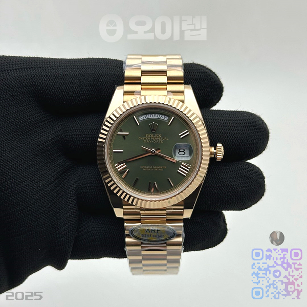 AR공장 롤렉스 데이데이트 40 로즈골드금통 그린다이얼 로만인덱스 프레지던트브레이슬릿 텅스텐 Day Date 40 RG 228235 ARF 1:1 Best Edition Green Roman Dial on President Bracelet VR3255 (Gain Weight) 출고 전 실물 검수사진 1