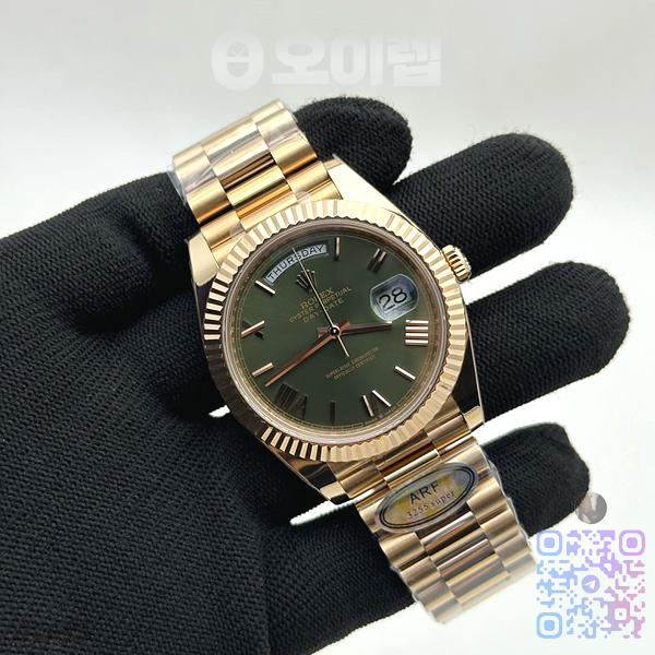 AR공장 롤렉스 데이데이트 40 로즈골드금통 그린다이얼 로만인덱스 프레지던트브레이슬릿 텅스텐 Day Date 40 RG 228235 ARF 1:1 Best Edition Green Roman Dial on President Bracelet VR3255 (Gain Weight) 출고 전 실물 검수사진 4