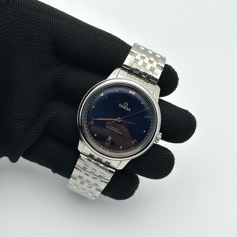 VS공장 오메가 드 빌 스틸 블루다이얼 브레이슬릿 De Ville Date SS VSF 1:1 Best Edition Blue Dial on SS Bracelet A8800 출고 전 실물 검수사진 4