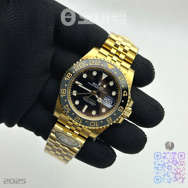 CLEAN공장 롤렉스 GMT마스터2 기네스 옐로우골드금통 블랙다이얼 쥬빌레브레이슬릿 클린공장 GMT Master II 126718 GRNR Clean 1:1 Best Edition Black Dial on YG Jubilee Bracelet DD3285 CHS 출고 전 실물 검수사진 5