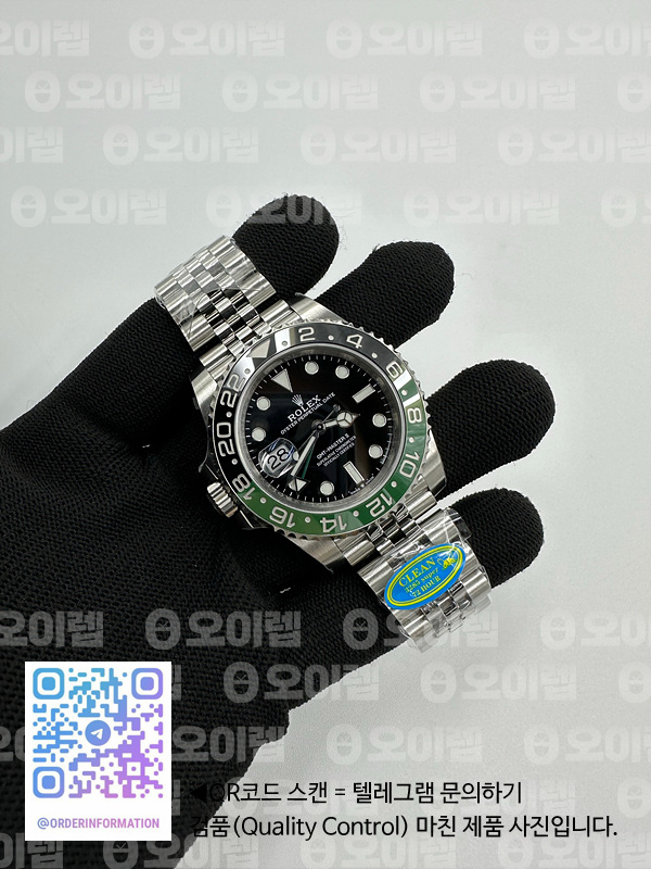CLEAN공장 롤렉스 GMT마스터2 스프라이트 LHD 왼손잡이시계 그린앤블랙베젤 쥬빌레브레이슬릿 클린공장 출고 전 실물 검수사진 4