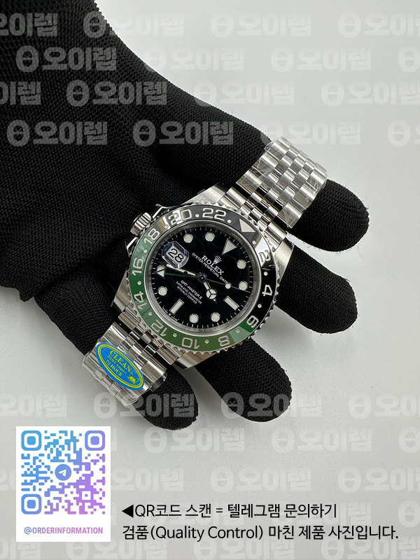 CLEAN공장 롤렉스 GMT마스터2 스프라이트 LHD 왼손잡이시계 그린앤블랙베젤 쥬빌레브레이슬릿 클린공장 출고 전 실물 검수사진 5