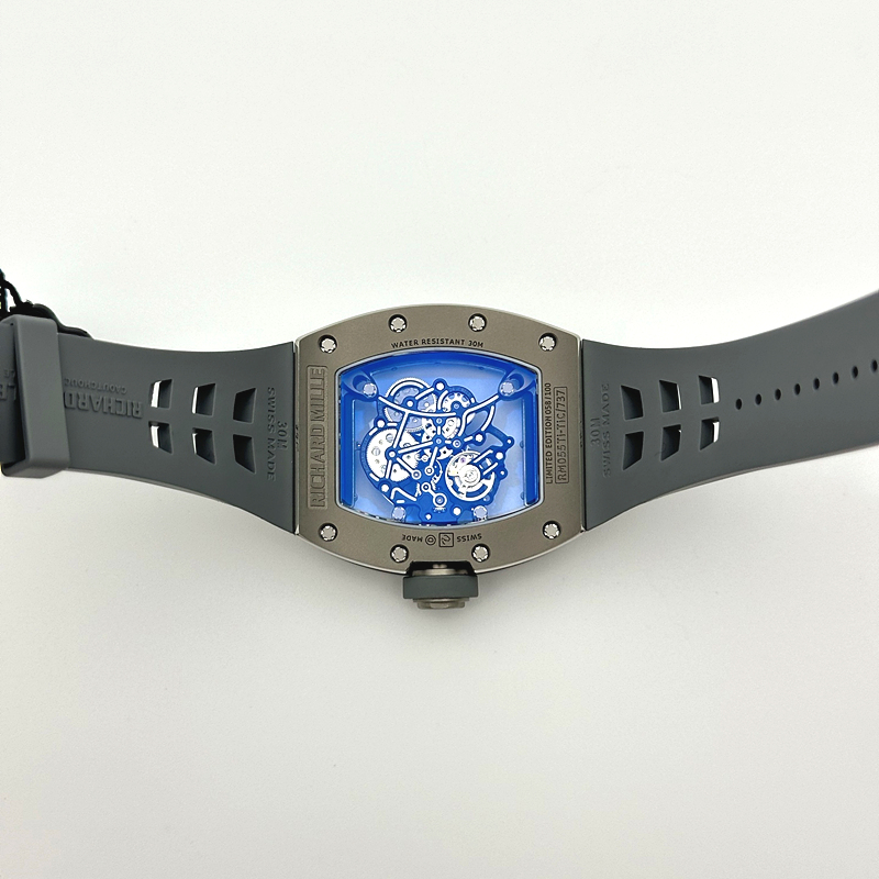 ZF공장 리차드밀 RM055 티타늄 스켈레톤다이얼 그레이러버스트랩 RM055 Titanium Carbide ZF 1:1 Best Edition Skeleton Dial On Gray Shark Rubber Strap RMUL2 Super Clone 출고 전 실물 검수사진 12